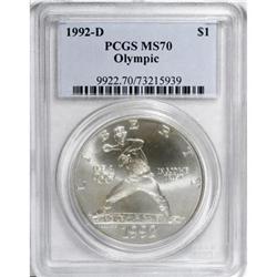 1992-D $1 Olympic Silver Dollar MS70 PCGS