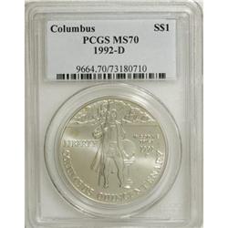 1992-D $1 Columbus Silver Dollar MS70 PCGS