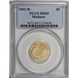 1993-W G$5 Bill of Rights Gold Five Dollar MS69 PCGS