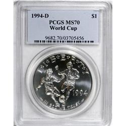 1994-D $1 World Cup Silver Dollar MS70 PCGS