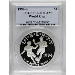 1994-S $1 World Cup Silver Dollar Deep Cameo PR70 PCGS