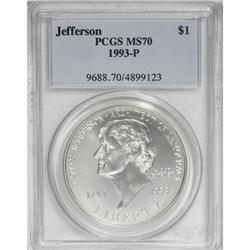 1993-P $1 Jefferson Silver Dollar MS70 PCGS