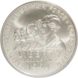 1994-W $1 Women Veterans Silver Dollar MS70 PCGS