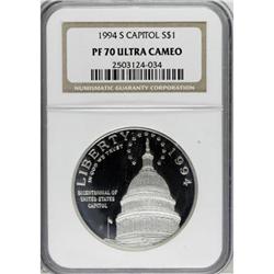 1994-S $1 U.S. Capitol Silver Dollar Deep Cameo PR70 NG