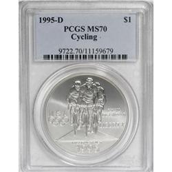 1995-D $1 Olympic/Cycling Silver Dollar MS70 PCGS