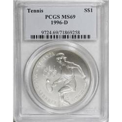1996-D $1 Olympic/Tennis Silver Dollar MS69 PCGS
