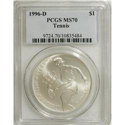 1996-D $1 Olympic/Tennis Silver Dollar MS70 PCGS