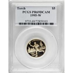 1995-W G$5 Olympic/Torch Runner Gold Five Dollar Deep C