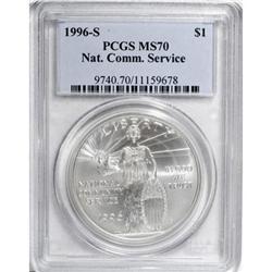 1996-S $1 Community Service Silver Dollar MS70 PCGS