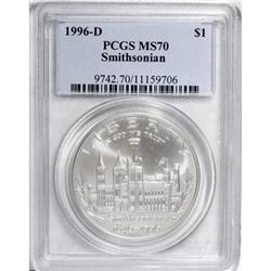 1996-D $1 Smithsonian Silver Dollar MS70 PCGS