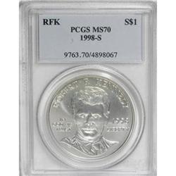 1998-S $1 Robert F. Kennedy Silver Dollar MS70 PCGS