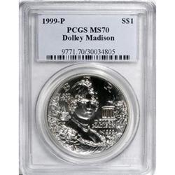 1999-P $1 Dolley Madison Silver Dollar MS70 PCGS