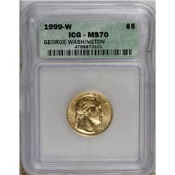 1999-W G$5 Washington Gold Five Dollar MS70 ICG