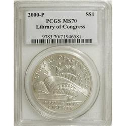 2000-P $1 Library of Congress Silver Dollar MS70 PCGS