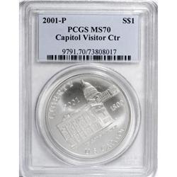 2001-P $1 Capitol Visitor's Center Silver Dollar MS70