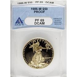 1986-W G$50 One-Ounce Gold Eagle Deep Cameo PR69 ANACS