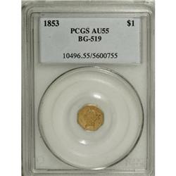 1853 $1 Liberty Octagonal 1 Dollar, BG-519, Low R.4, A