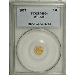 1873 25C Liberty Octagonal 25 Cents, BG-728, R.3, MS64