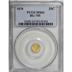 1870 25C Liberty Octagonal 25 Cents, BG-755, High R.4,