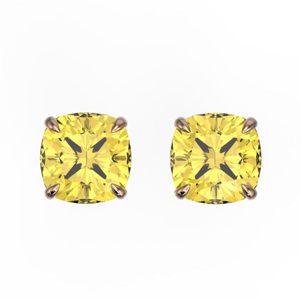 3 ctw Cushion Cut Citrine Designer Stud Earrings 14k Rose Gold - REF-12A8N