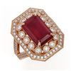 Image 1 : 7.11 ctw Certified Ruby & Diamond Victorian Ring 14K Rose Gold - REF-171F5M