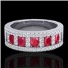 Image 1 : 2.34 ctw Ruby & Micro Pave VS/SI Diamond Designer Ring 10k White Gold - REF-55F2M