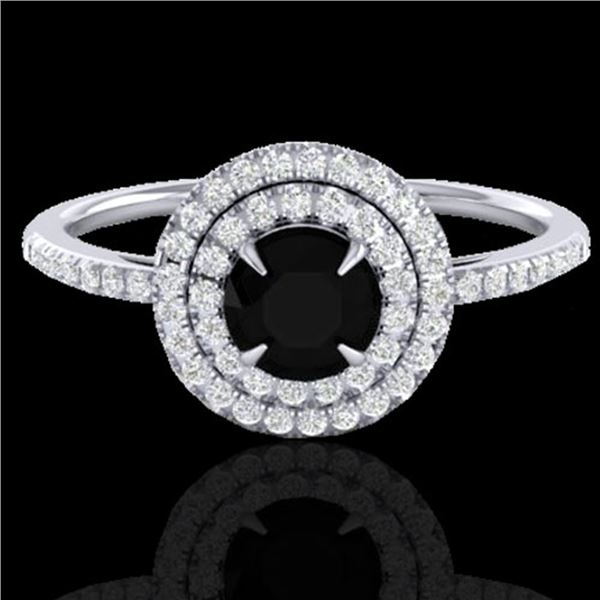 1 ctw Micro Pave VS/SI Diamond Solitaire Ring Halo 18k White Gold - REF-54W8H