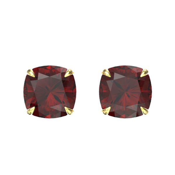 3 ctw Cushion Cut Garnet Designer Stud Earrings 18k Yellow Gold - REF-17A8N