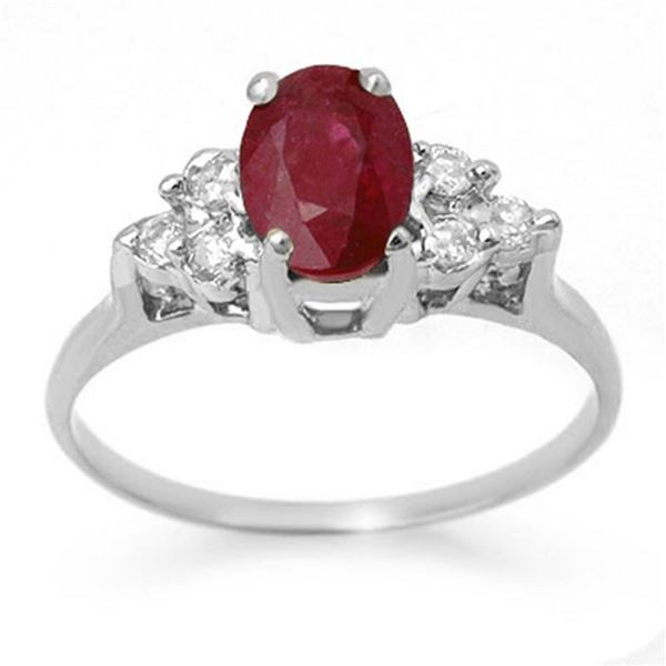 1.35 ctw Ruby & Diamond Ring 18k White Gold - REF-31A4N
