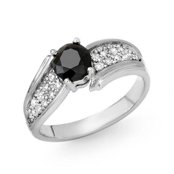 1.40 ctw VS Certified Black & White Diamond Ring 18k White Gold - REF-86K8Y