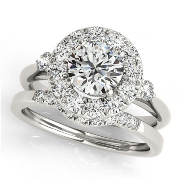1.12 ctw Certified VS/SI Diamond 2pc Wedding Set Halo 14k White Gold - REF-118K6Y