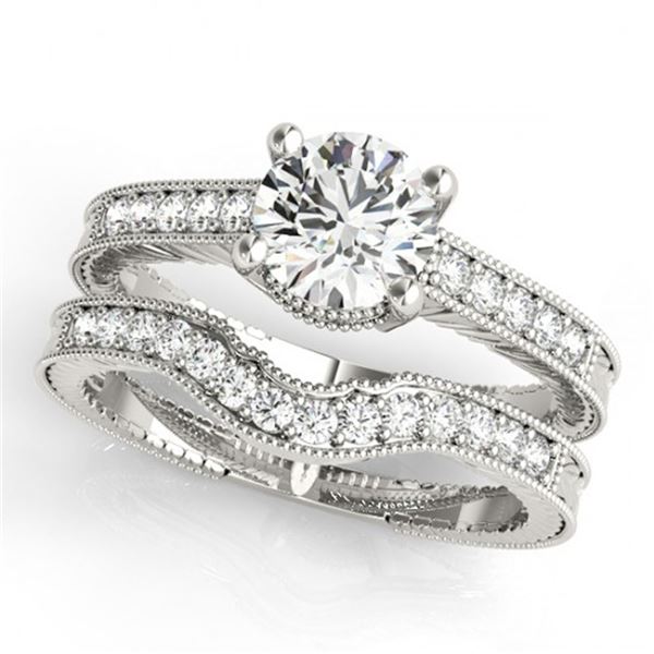 0.88 ctw Certified VS/SI Diamond 2pc Wedding Set Antique 14k White Gold - REF-114K5Y