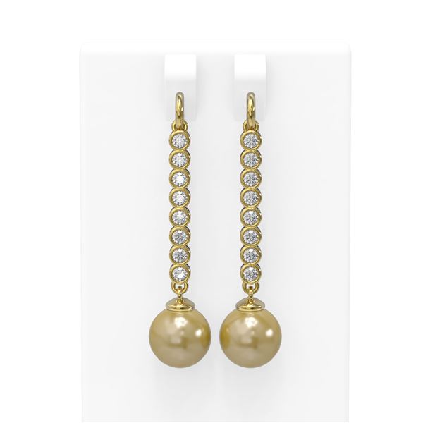 1.44 ctw Diamond & Pearl Earrings 18K Yellow Gold - REF-162K9Y