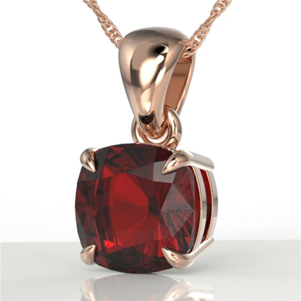 1.50 Cushion Cut ctw Garnet Designer Solitaire Necklace 14k Rose Gold - REF-15X2A
