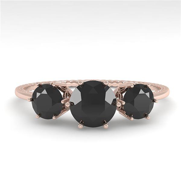 1 ctw Black Certified Diamond Art Deco Ring 14k Rose Gold - REF-34K3Y