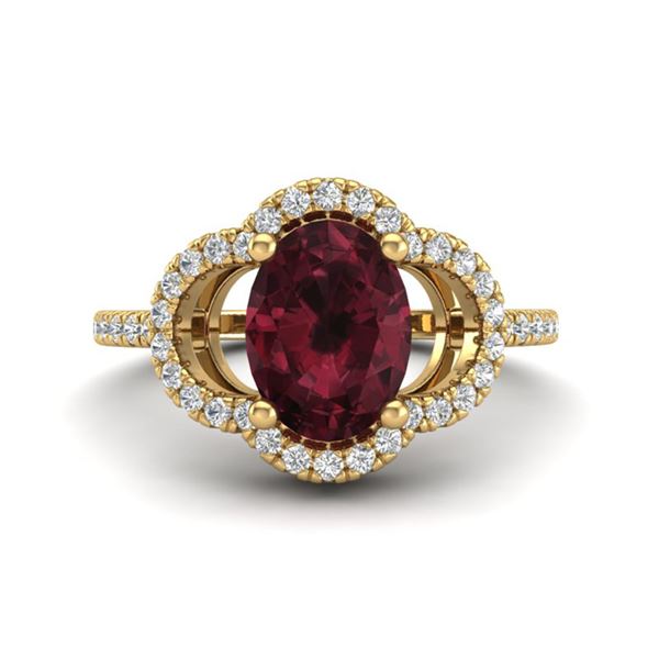 2 ctw Garnet & Micro Pave VS/SI Diamond Certified Ring 10k Yellow Gold - REF-30Y2X