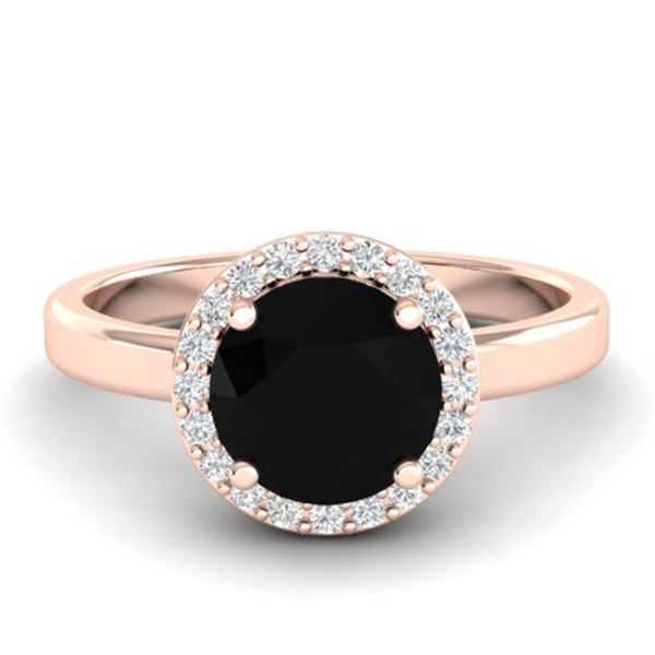 2 ctw Halo VS/SI Diamond Certified Micro Pave Ring 14k Rose Gold - REF-54A5N