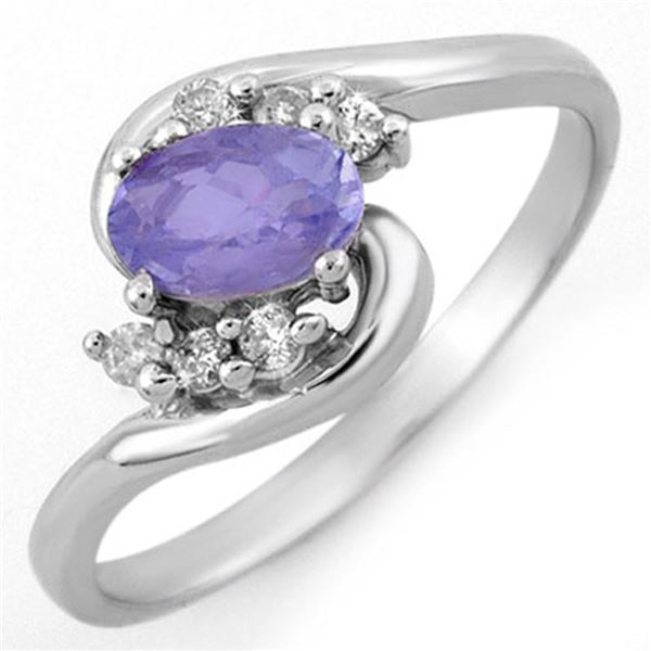 0.60 ctw Tanzanite & Diamond Ring 14k White Gold - REF-16X9A