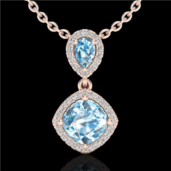3.50 ctw Sky Blue Topaz & Micro VS/SI Diamond Necklace 10k Rose Gold - REF-33K8Y