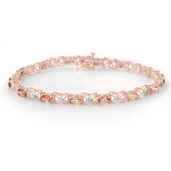 6.0 ctw Pink Tourmaline & Diamond Bracelet 18k Rose Gold - REF-127R3K