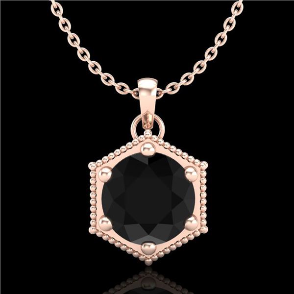 0.82 ctw Fancy Black Diamond Art Deco Stud Necklace 18k Rose Gold - REF-42M3G