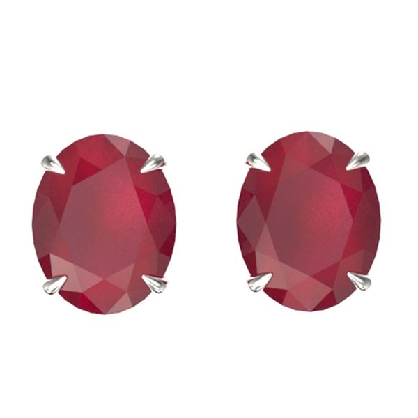 7 ctw Ruby Designer Solitaire Stud Earrings 18k White Gold - REF-55Y2X