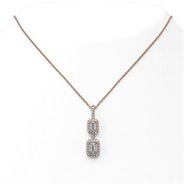 1.25 ctw Emerald Cut Diamond Designer Necklace 18K Rose Gold - REF-184M2G