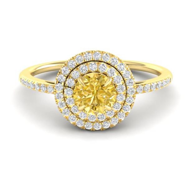 1 ctw Citrine & Micro VS/SI Diamond Ring Halo 18k Yellow Gold - REF-47W5H