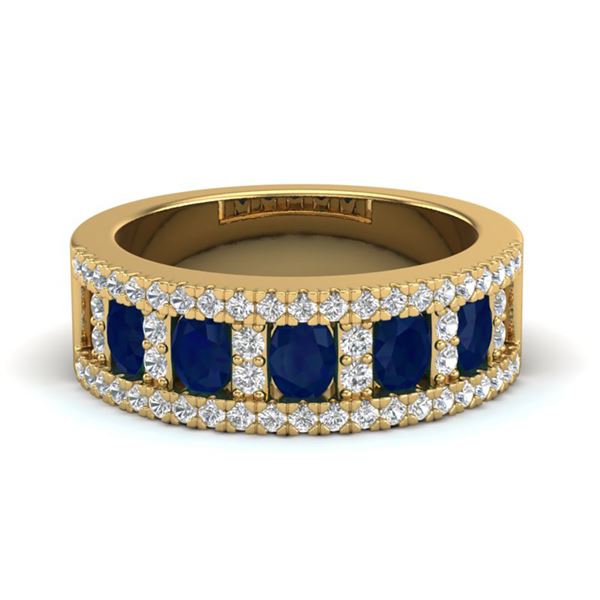2.34 ctw Sapphire & Micro Pave VS/SI Diamond Ring 10k Yellow Gold - REF-48N2F