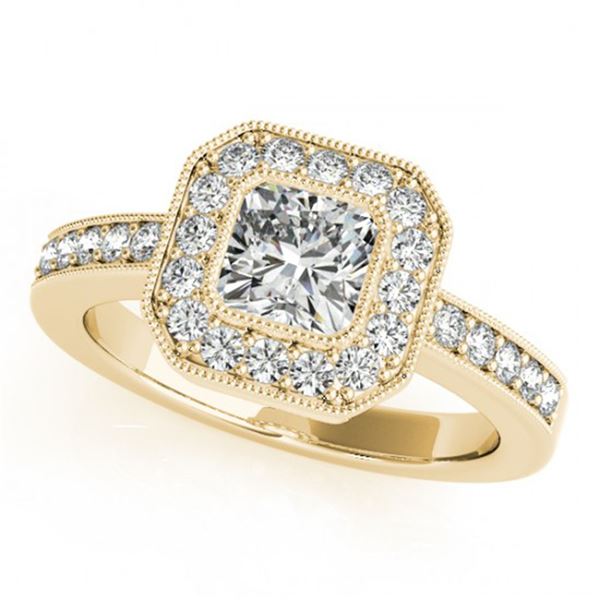 0.8 ctw Certified VS/SI Cushion Diamond Halo Ring 18k Yellow Gold - REF-121X2A
