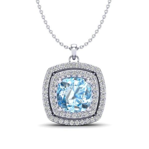 2.08 ctw Sky Blue Topaz & Micro Pave Diamond Necklace 18k White Gold - REF-51W4H