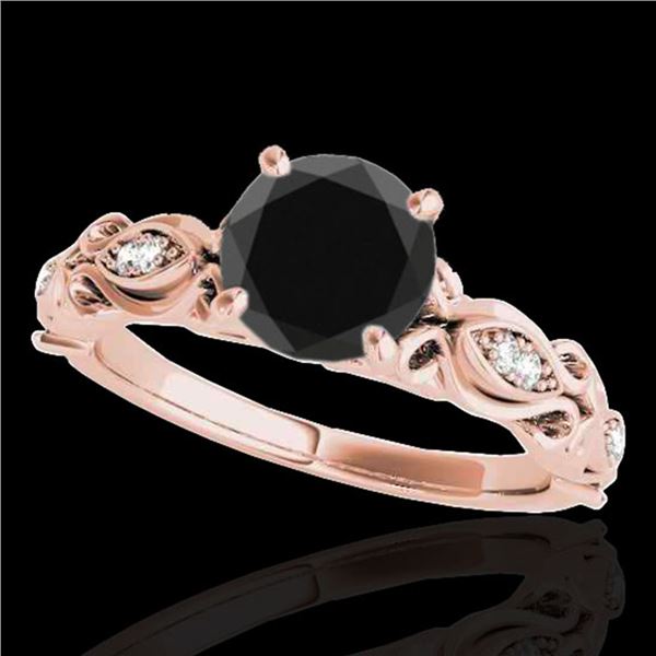 1.1 ctw Certified VS Black Diamond Solitaire Antique Ring 10k Rose Gold - REF-43K6Y