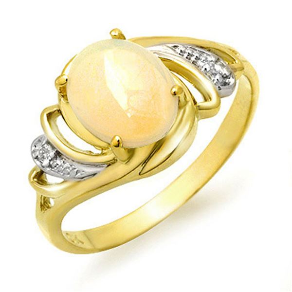 1.05 ctw Opal & Diamond Ring 10k Yellow Gold - REF-15F5M