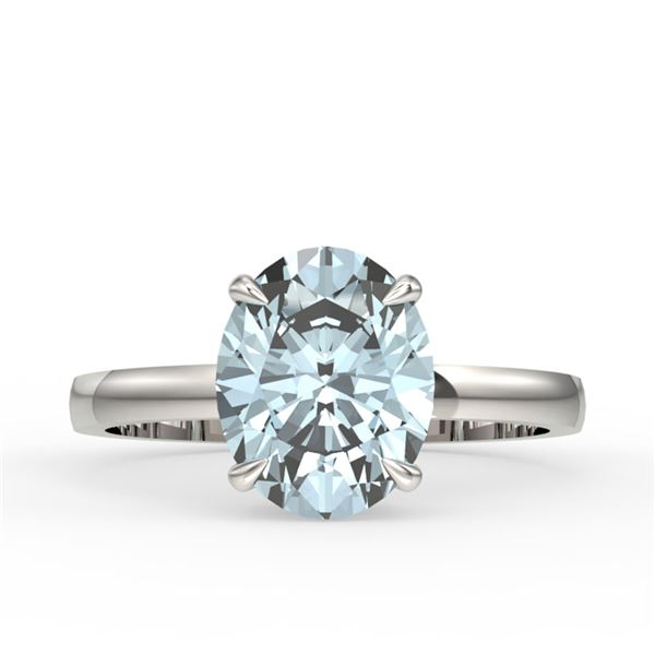2.50 ctw Aquamarine Designer Ring 18k White Gold - REF-40X2A